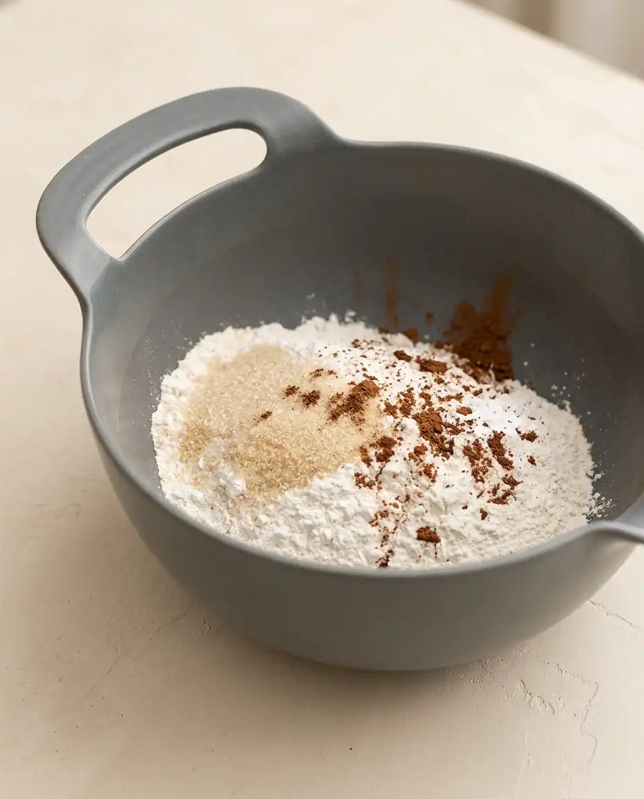 Ingredients for Cinnamon Sugar Funnel Cake Bites including flour milk and sugar