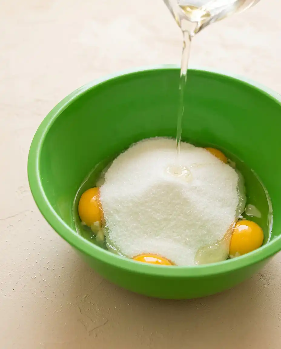 Gathered fresh ingredients for making a homemade Pumpkin Spice Cake including pure pumpkin puree and flour.