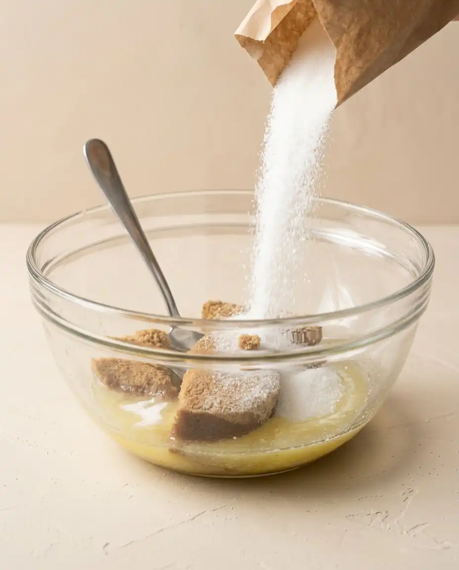 Fresh pears, brown sugar, flour, and spices for baking spiced pear cake