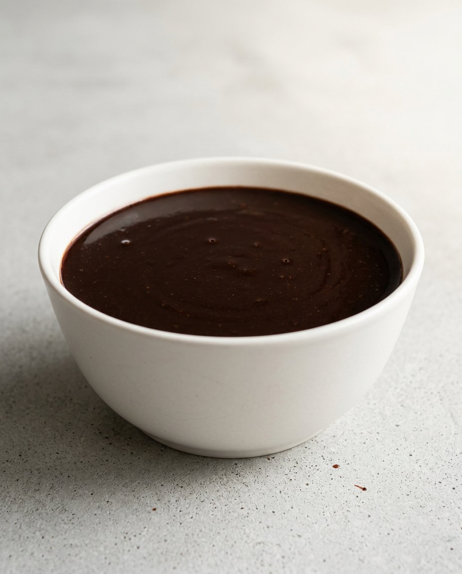 Chocolate Mirror Glaze Cake 14 Sifted cocoa powder cream sugar and gelatine for chocolate mirror glaze cake on a kitchen scale.