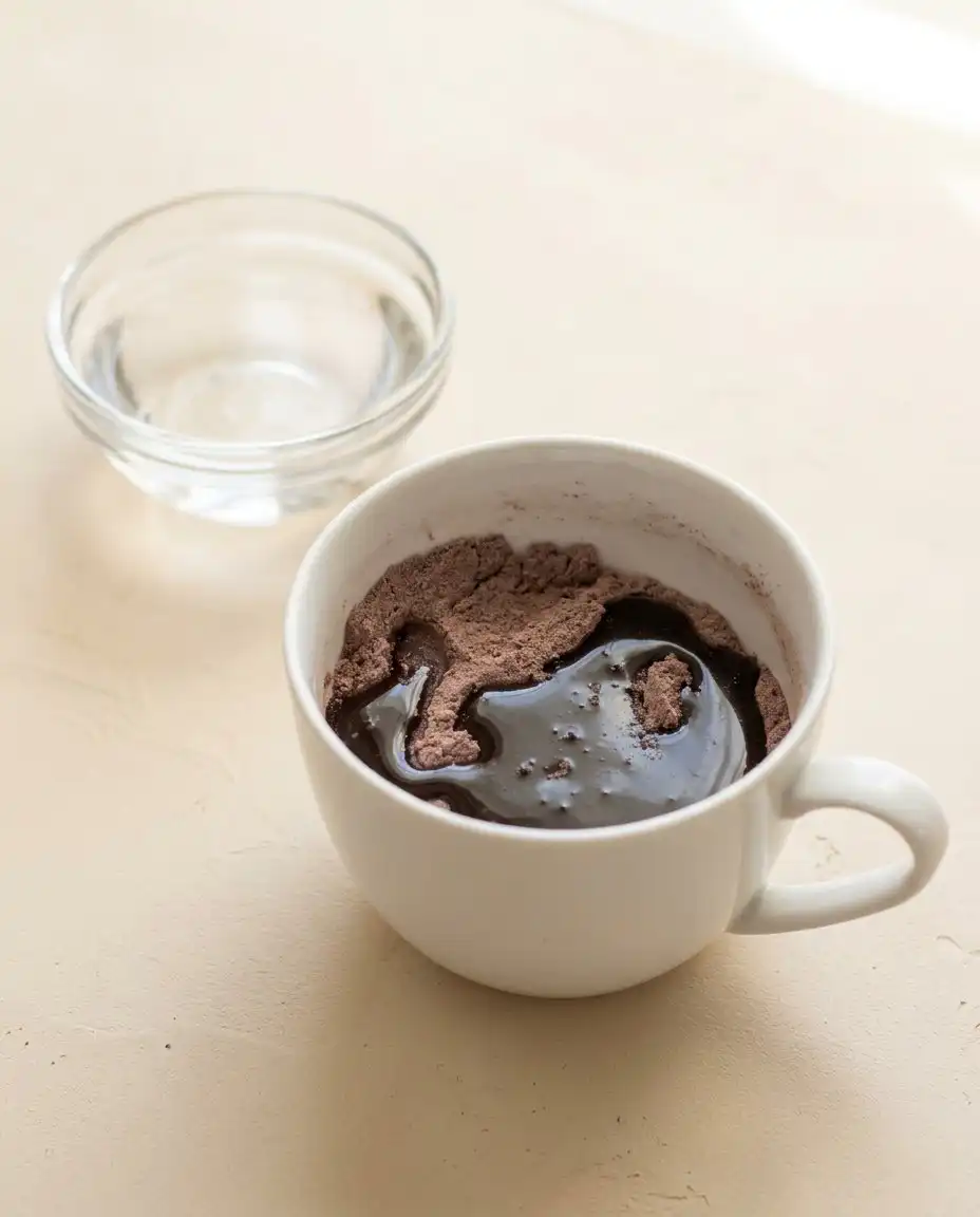 Whisking batter for an eggless Nutella Mug Cake