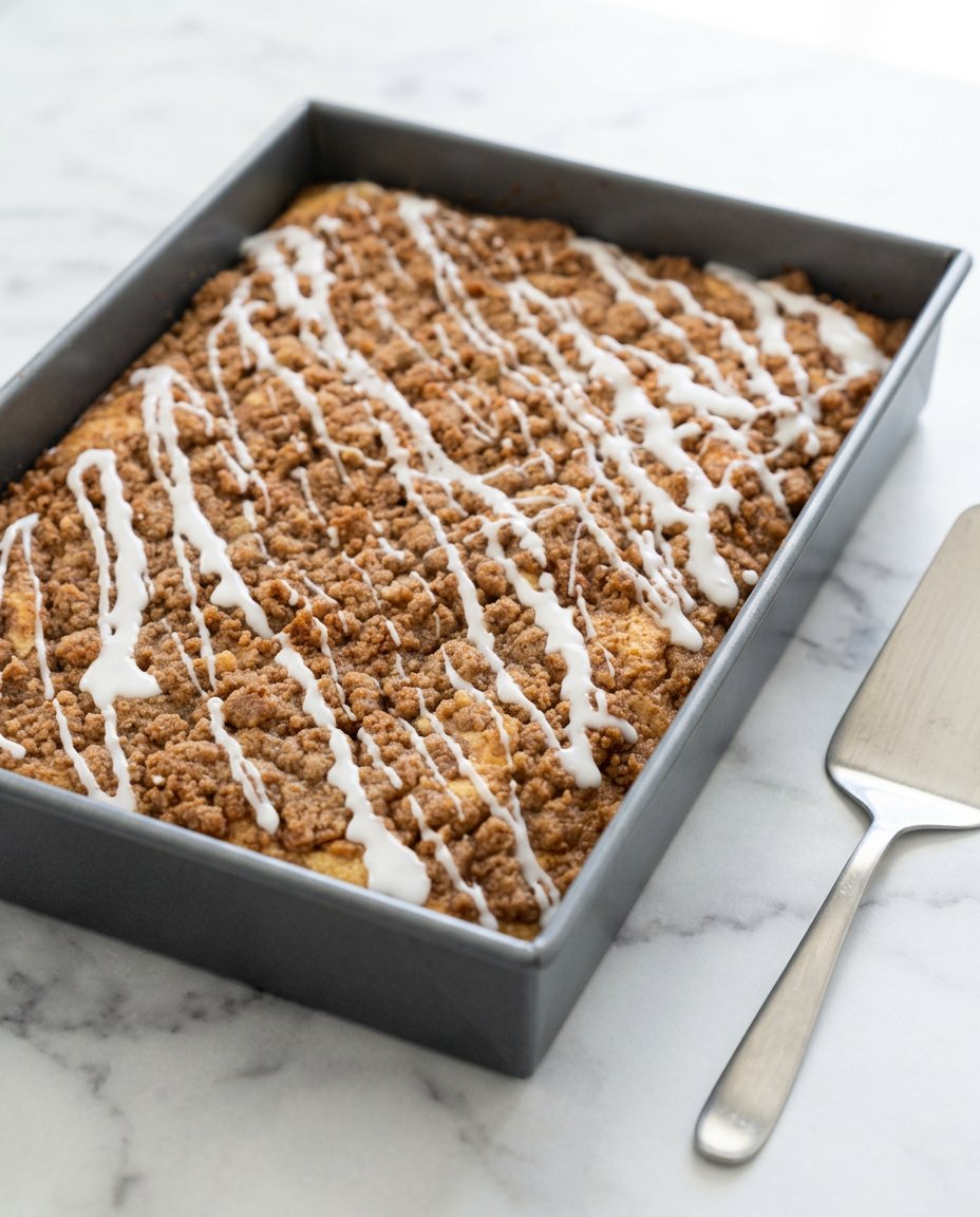 Classic Streusel Coffee Cake 12 A single moist slice of Classic Streusel Coffee Cake showing the rich cinnamon swirl and buttery crumb.