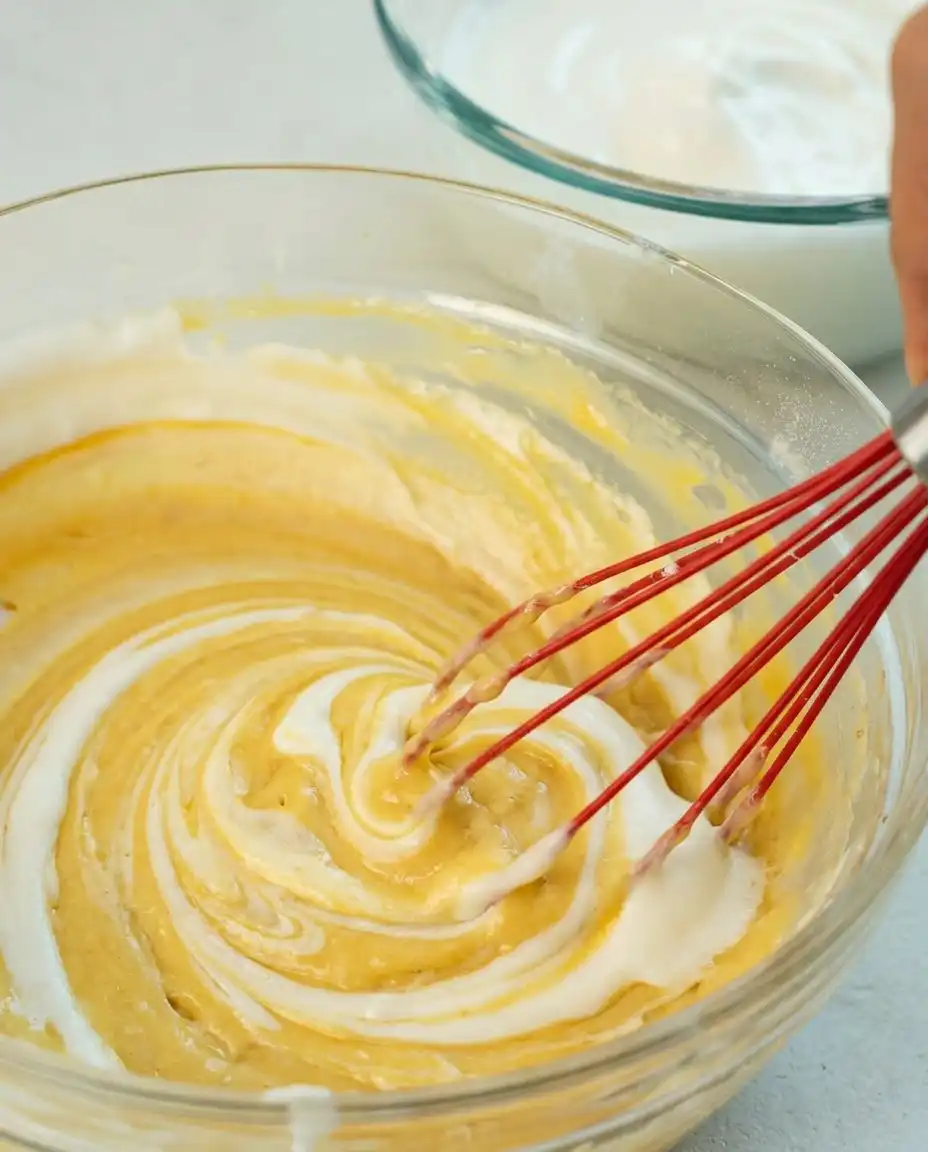 Piping a protective buttercream border for the Mango Birthday Layer Cake