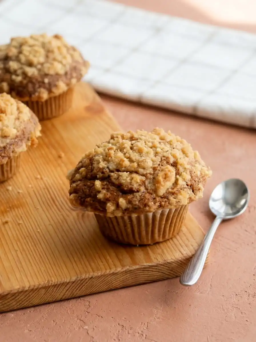 Carrot Cake Muffins with Streusel Topping 16 A plated Carrot Cake Muffins with Streusel Topping sliced open to show the moist crumb
