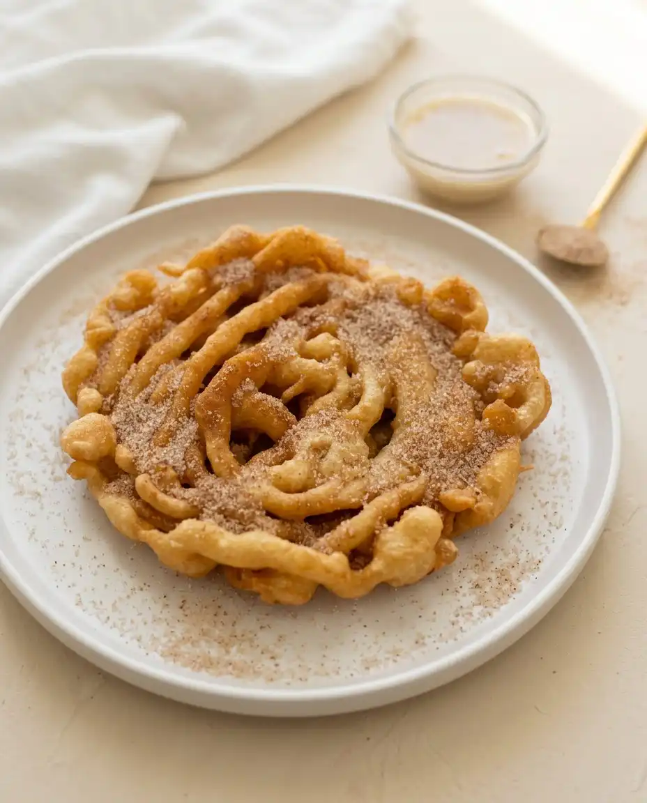 Serving Cinnamon Sugar Funnel Cake Bites alongside a cup of dark Turkish coffee