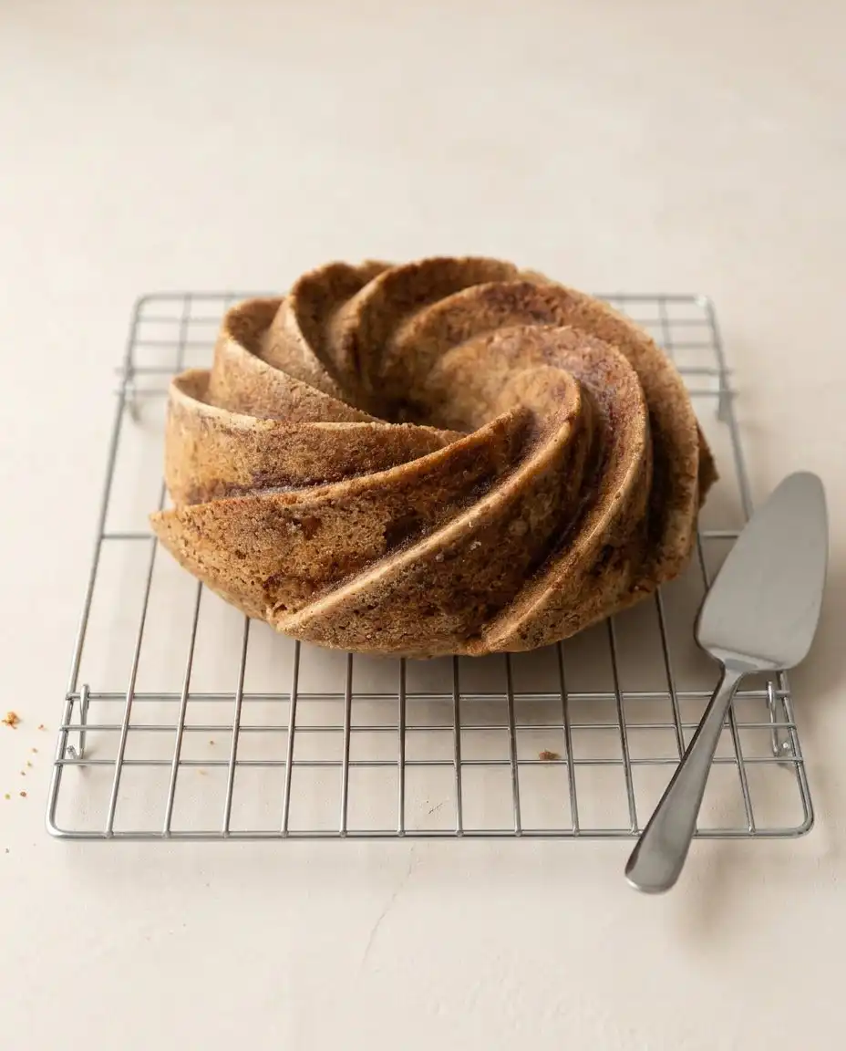 Spiced pear cake served warm with a scoop of melting vanilla ice cream