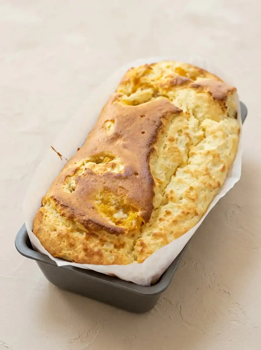 A slice of Mango Yogurt Cake served next to a small cup of Turkish coffee