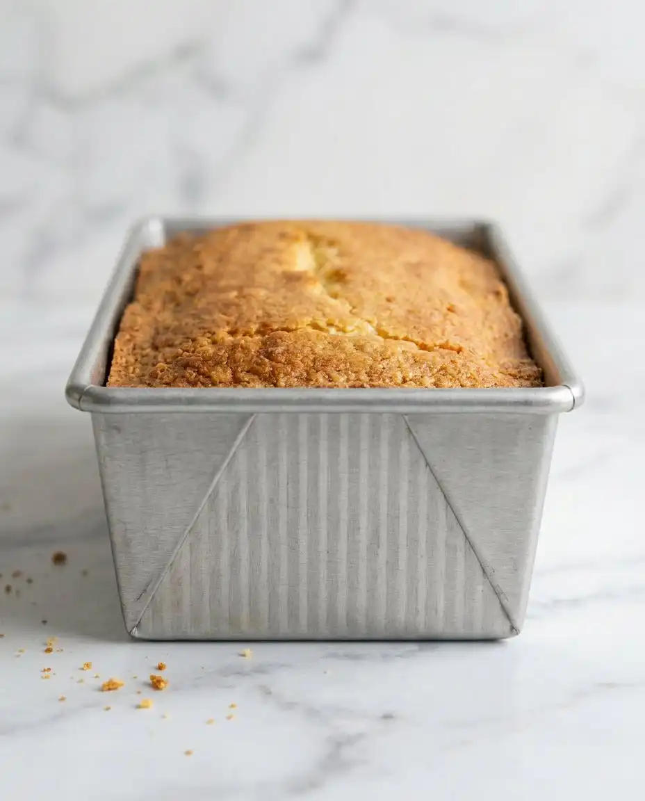 Classic Pound Cake 15 A sharp knife slicing through a moist and dense Classic Pound Cake loaf