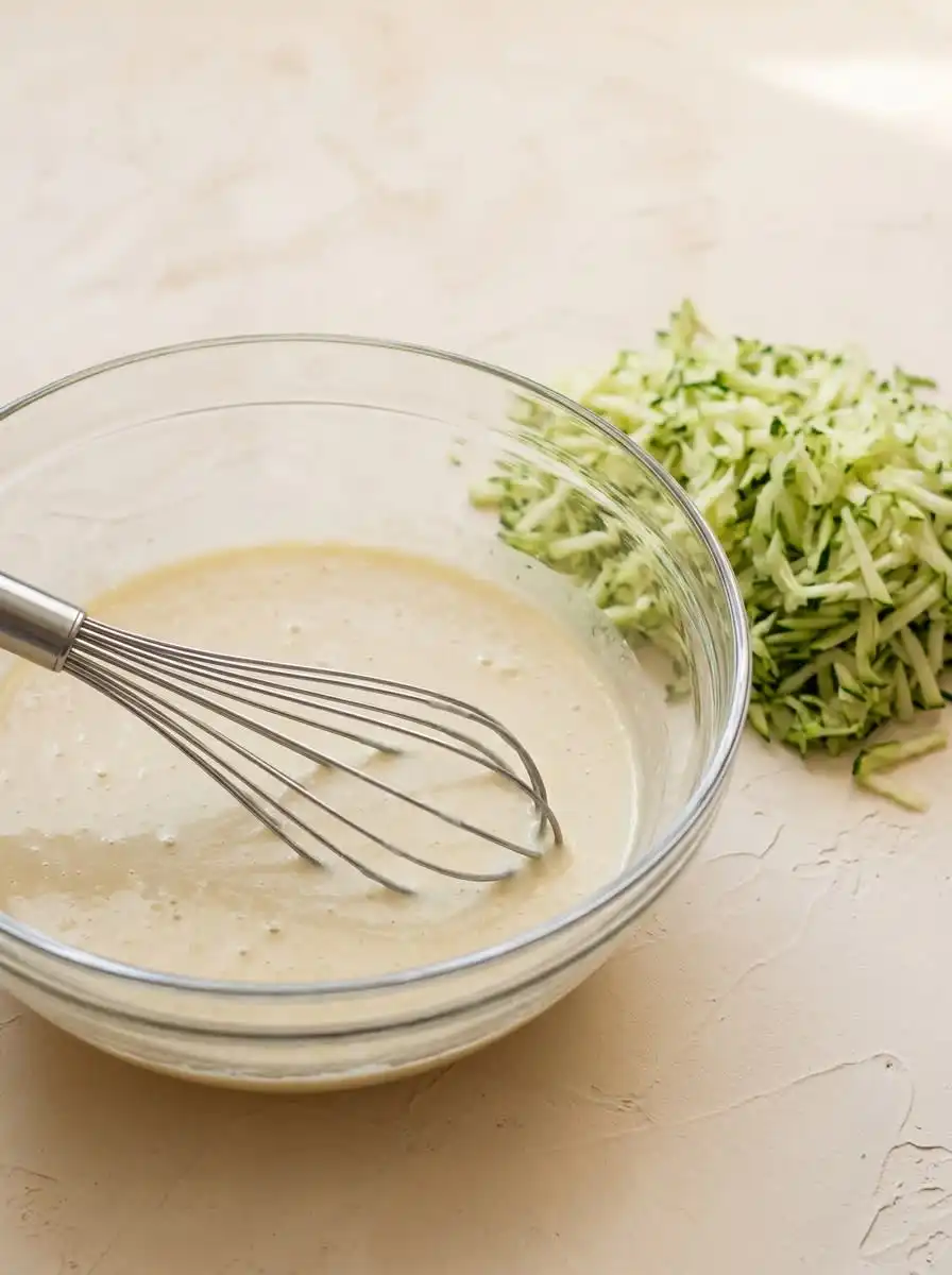 Slicing a loaf of zucchini cake with Greek yogurt using a serrated bread knife.