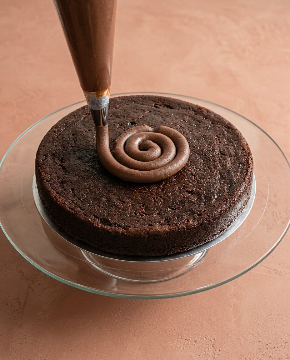Chocolate Mirror Glaze Cake 15 A perfectly smooth ganache coating under a chocolate mirror glaze cake to prevent bumps.