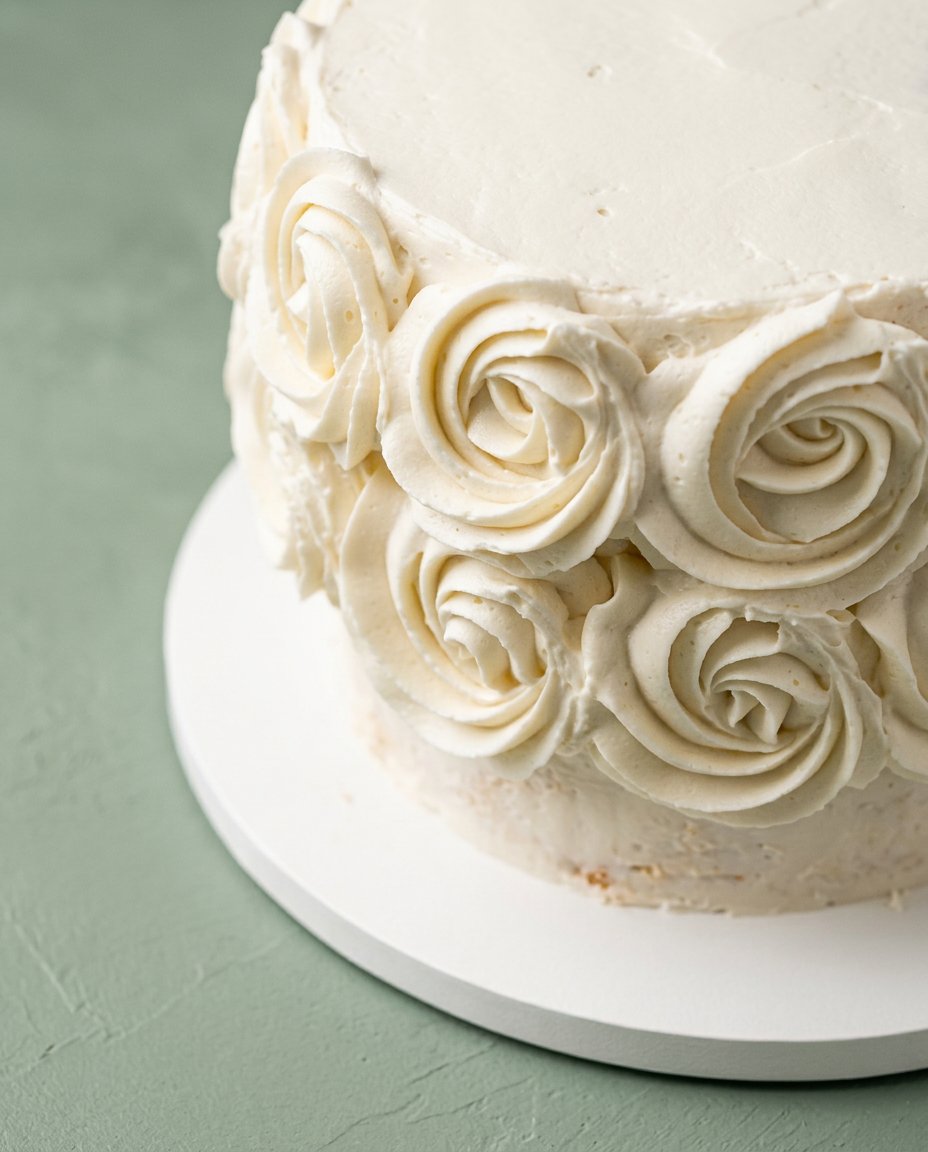White Velvet Cake 16 A square of elegant White Velvet Cake presented with a small cup of dark Turkish coffee.